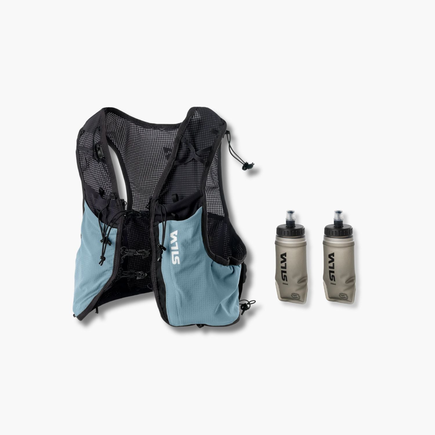 Strive Fly 3L Running Vest Blue + 2 Soft Flasks (250 ml)