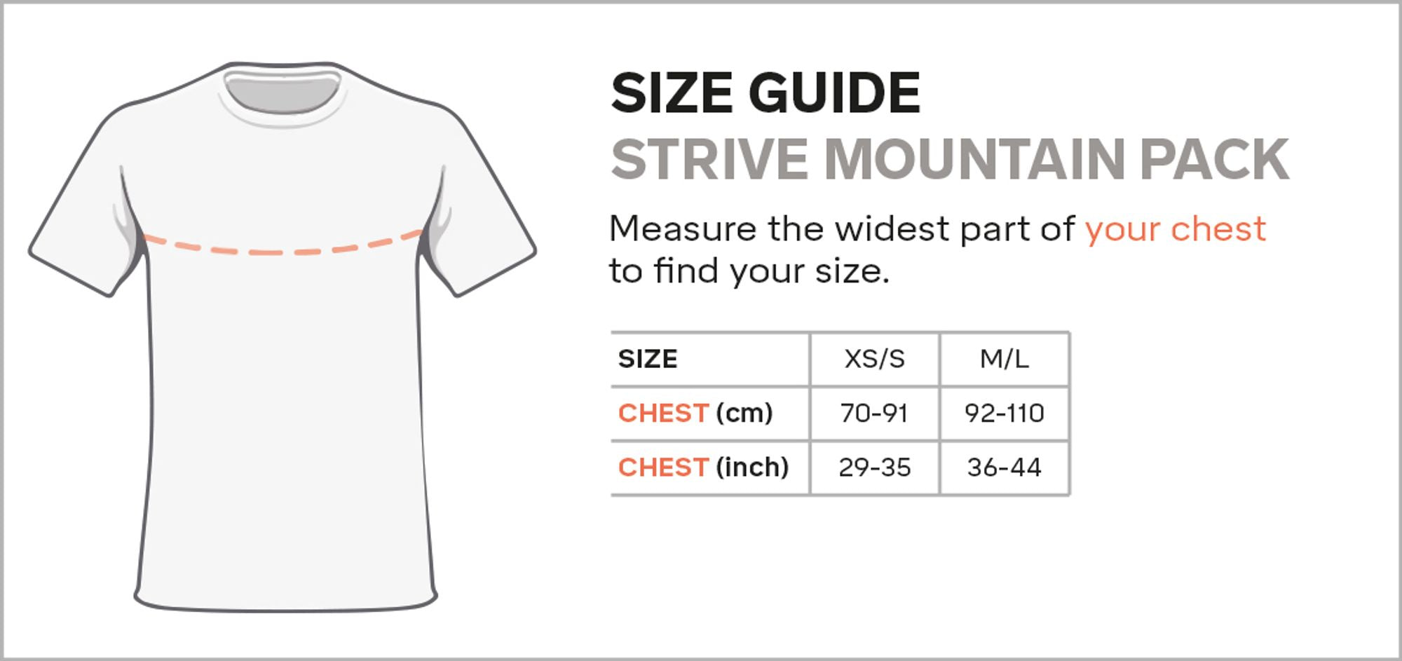 Size guide - Strive Mountain Pack